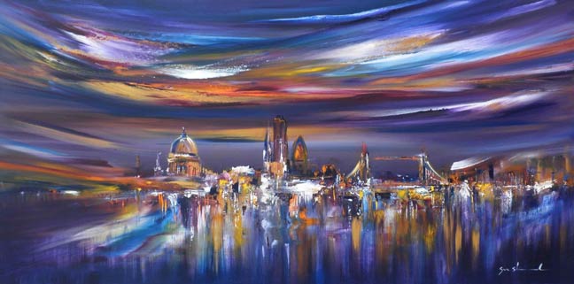 Sarah Sherwood's London abstract cityscape painting. Art inspired by faith, nature and life experiences