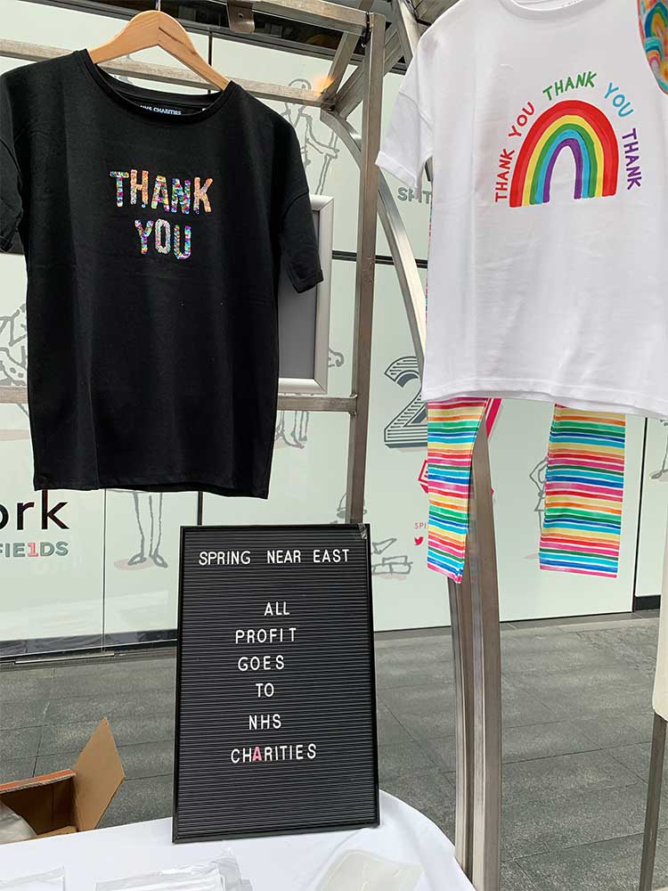 Spitalfields Market Traders - fashion Spring Near East NHS support - thank you t-shirts